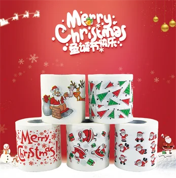 1 Roll Santa Claus Spausdinti Linksmų Kalėdų Tualetinio Popieriaus, Audinių Lentelė Kambario Dekoro Kalėdų Vakarėlį Ornamentas 