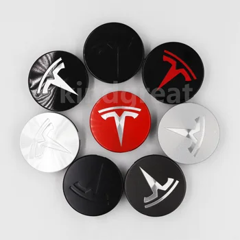 4PCS 56mm 3D Stereo Aliuminio Lydinio Ratų gaubtai Centro Logotipas Ženklelis Lipdukas, Skirtas Tesla Roadster Modelio S Modelis X 3 Pavyzdys