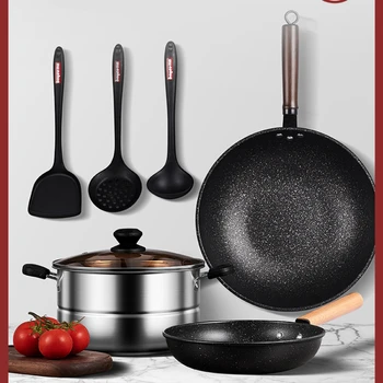 Bayger virtuvės wok, non-stick buitinių dujų viryklė, tinka wok, indukcijos viryklė, ypatingą puodai ir keptuvės