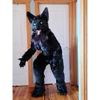 Black Wolf Fursuit Paauglių Kostiumai Visiškai Pūkuotas Kombinezonas Didelio Įvykio Spektakliai ir Cosplay Kostiumai