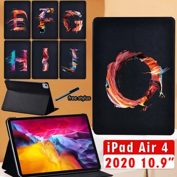 Case For iPad Oro 4th Gen 10.9 2020 M. A2316 A2324 A2325 A2072 Spalvinga Raidžių PU Odos Stovėti Tablet Apsauginį Korpuso Dangtelį