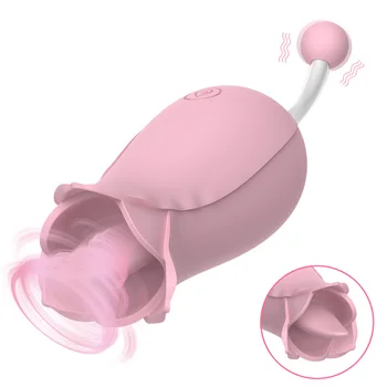 G-Taško Stimuliacija Dual Galvos Gėlių Formos Moteriška Masturbacija 10 Greitį Galinga Kalba Lyžis Vibratorius Klitorio Massager