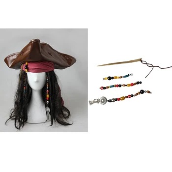 Kapitono Sparrow Kostiumų Priedai Halloween Carnival Išgalvotas Pirate Hat Išgalvotas Cosplay Galvos Apdangalai, Su Apdaila
