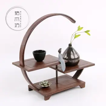 Mažas Bo senovės stovo medžio masyvo Kinijos klasikinės Duobao Ge antikvariniai stovo, arbatinukas arbatos rinkinys, lentynos, lentynų papuošalai stendas