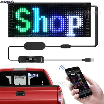 Mini LED Automobilių Pasirašyti 7cmx17cm Lankstus APP Pasirinktinį Tekstą Modelio Animacija Slinkimo LED Ekranas Automobilių Stiklų Parduotuvė Šalis Viešbutyje