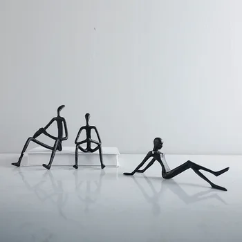 Modernus Minimalistinio Stiliaus Modelis, Juodas Ketaus Metalo Pav Papuošalų Kūrybos Abstrakčiai Amatų Tyrimo Biuro Apdailos