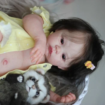 NPK 19inch viso kūno Reborn Baby Doll Pieva Naujagimio Dydžio Realios Nuotraukos Rankų darbo Rankų-Plaukų šaknis Matomas Venų