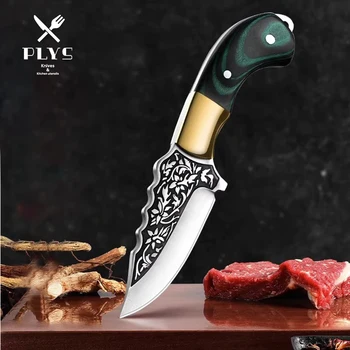 PLYS Modelis Mėsos Cleaver Mėsininko Peilis Kaltiniai Virtuvinis Peilis Iškaulinėjimas Peilis Lauko Stovyklavimo Peilį, Išgyvenimo Peilis Su Apvalkalu