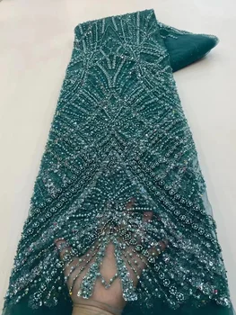 Prabanga Afrikos Sunkiųjų Zawalcowany Vestuvių Nėrinių Audinio 2023 Aukštos Kokybės Nigerijos Blizgančiais Prancūzijos Tiulio Audinio Šalis Suknelė