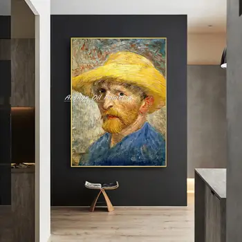 Rankomis Dažyti Atgaminti autoportretą Vincent van Gogh Naftos Tapyba Ant Drobės,Sienos Menas Nuotraukas Kambarį Namų Dekoro