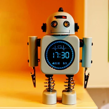 Robotas LED Laikrodis-Žadintuvas Protingas Elektroninis Stalinis Laikrodis Vaikų Žaislas Laikrodis-Žadintuvas su Temperatūros Ekranas
