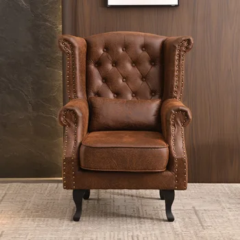 Wingback Kėdė-vietė Sofa-lova, Kėdė, Amerikos ir Europos Stiliaus svetainė ir Parduotuvė, Baras, Kavinė Retro Šiaurės Odos Sofos Šviesos