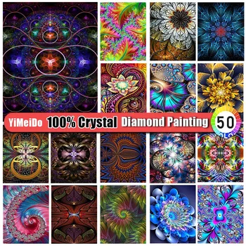 YiMeiDo 100% Krištolo Ir Deimantų Tapybos Mandala Gėlių Pilną Gręžimo Užtrauktuku Maišelį Siuvinėjimo Diamond Mozaikos Abstrakčiai Cirkonio Dovanos