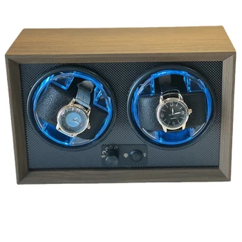 Žiūrėti Vijurkas už Rolex Automatinis Laikrodžiai Dvi Angas, vitrinos, Grandinės Watchwinder Dėžutė Nauja Mėlyna LED Šviesa, 5 Pavaros Reguliavimas