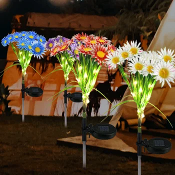 4Pcs Saulės Šviesos Lauko Vandeniui Daisy Gėlių Vejos Lempos Sodo Landšafto Apšvietimo Lauko LED Outsides Kieme Dekoratyvinis