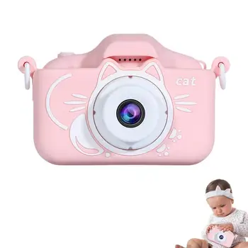 Cute Kačių Vaikas Selfie Kamera Žaislas, Daugiafunkcinių Mini Skaitmeninės Kameros Nešiojamas HD 1080P Dual Cmera Vaikams šventinių Dovanų
