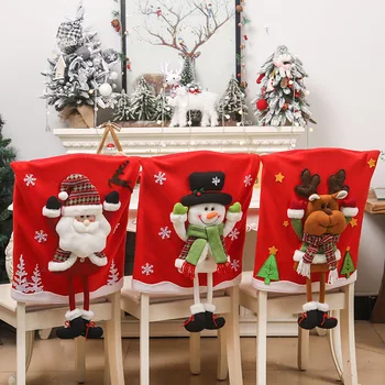 Kalėdų Animacinių filmų trimatis Lėlės Kėdė Padengti Santa Claus Sniego Kėdė Padengti Naujųjų Metų Namų Virtuvės Puošmena Rekvizitai