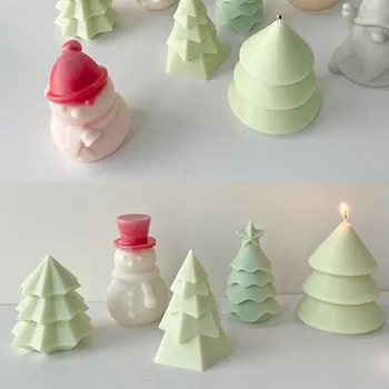 Kūrybos Kalėdų Eglutė Silikono Žvakių Liejimo 3D Džentelmenas Sniego Aromaterapija Gipso Muilo Dervos Padaryti Kalėdų Amatai Dovanos