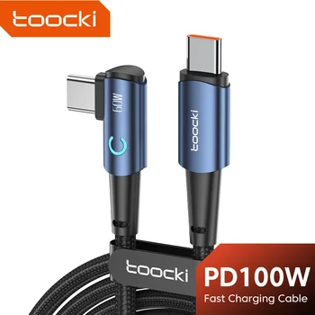 Toocki 100W Tipas C C Tipo 90 Laipsnių Alkūnė Duomenų Kabelį, Tipas C Kabelis USB C Su Usb C Telefono Kroviklis Greito Įkrovimo 3M Už Xiaomi