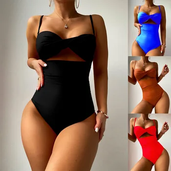 Vientisas maudymosi kostiumėlis Solid Color Multi-color Cut-out Seksualus Bikini Maudymosi Kostiumą, Bikini Vienos Vienetų Plaukti Kostiumai Moterims