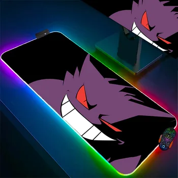 Violetinė Pokemon Anime RGB Kilimėlis XXL Klaviatūros Aksesuarai neleidžiančioms slysti Žaidimas Pelės Mygtukai PC Nešiojamas LED Backlight Gumos Minkštas Kilimėlis Lentelė
